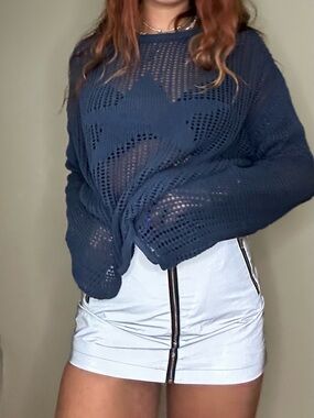 Vintage forever 21 reflective rave skirt front zip